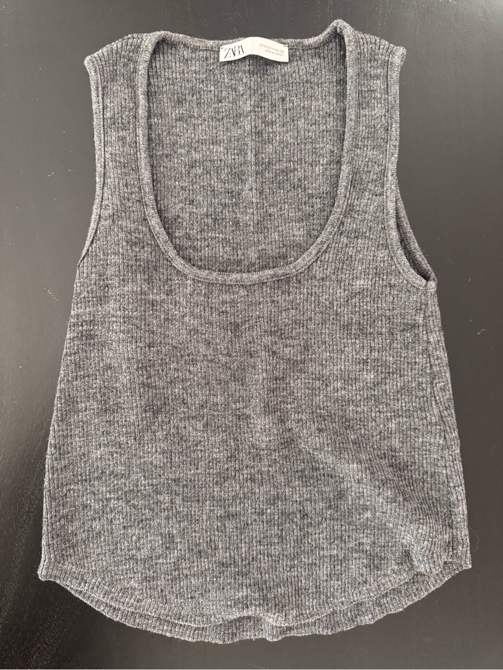 Zara Heather Gray Ribbed Knit Tank